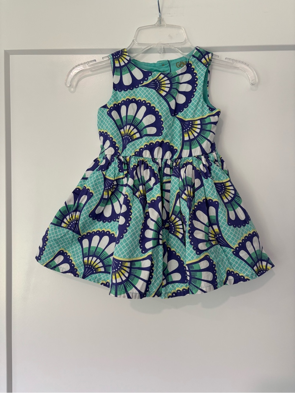 Oshkosh Turquoise and Purple Patterned Open Back Dress Sz 2T